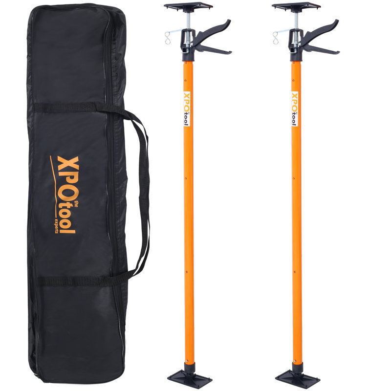 Barre de support réglable 2Pack, système de support à la main en acier 3Rd, tige de support pour les barres d'appui, cloisons sèches, crics d'armoire pour l'installation d'armoires, s'étend de 45 à 114 pouces, avec sac de transport