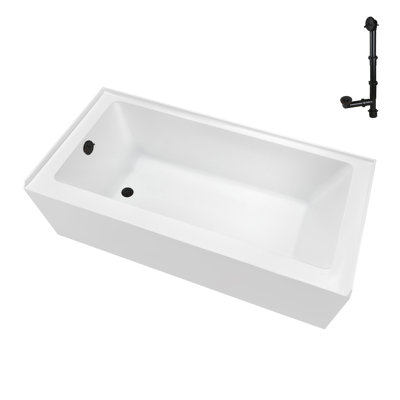 Streamline 66 in. x 32 in. Acrylic Left-Hand Drain Alcove Bathtub in Glossy White With External Drain