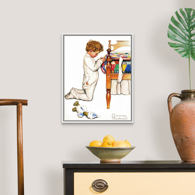 «A Christmas Prayer», art mural sur toile, H 22 po x l 18 po x P 1,75 po, Cadre flottant blanc