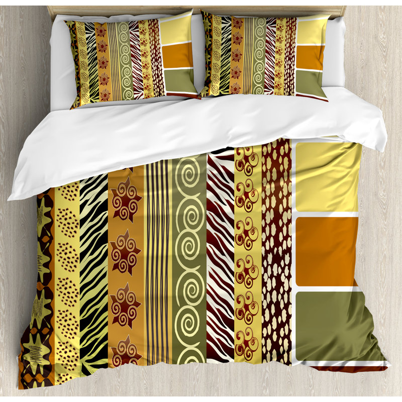 Eclectic Polyester Damask Duvet Cover, Queen