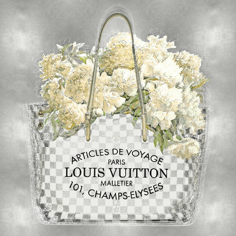 Floral Bouquet On Silver - reproduction d'art sur toile tendue, H 30 po x l 30 po