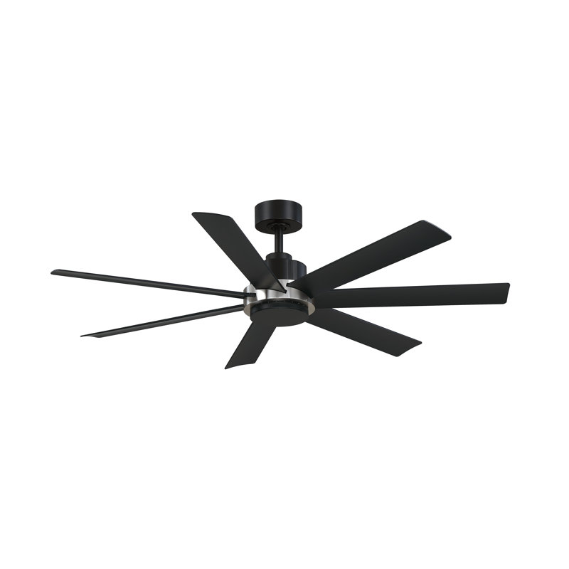 Pendry 56 inch Indoor/Outdoor Ceiling Fan - Black with Brushed Nickel Accent, Black, Black/Brushed Nickel