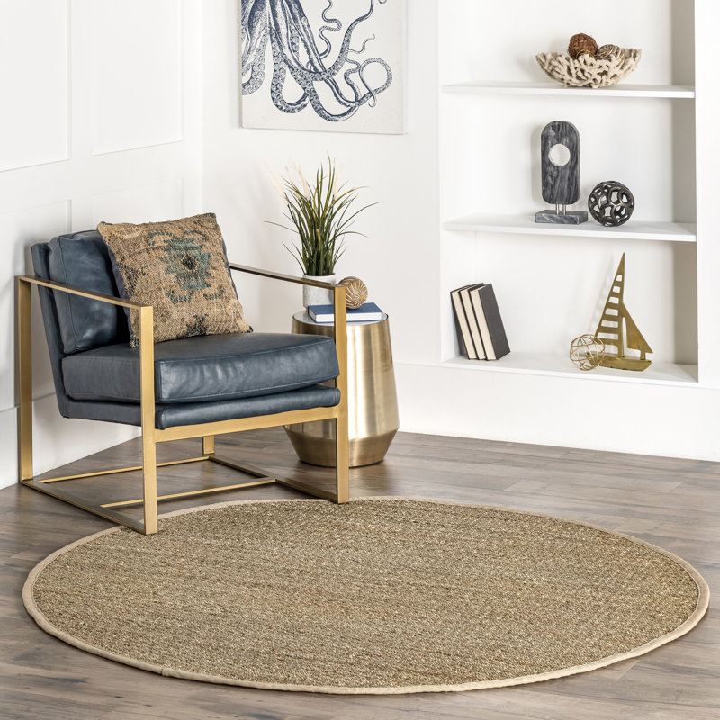 Palacio Farmhouse Seagrass Area Rug in Beige, Round 8'