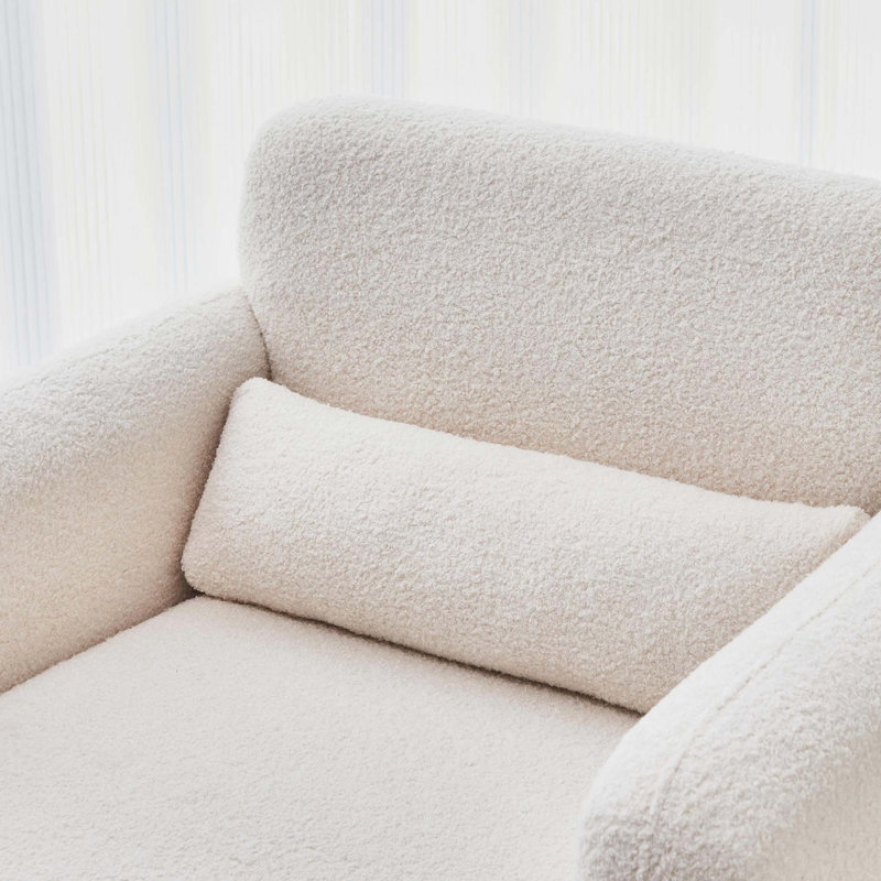 Jahquell 34'' Upholstered Sofa, Beige Lamb Fabric