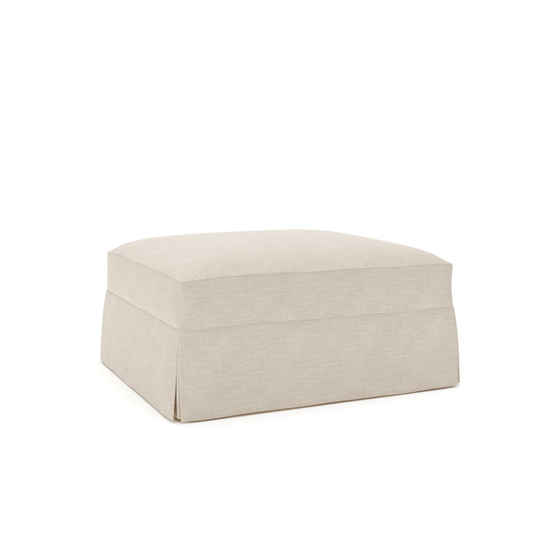 Lucia Upholstered Ottoman, Conversation Ivory Basketweave