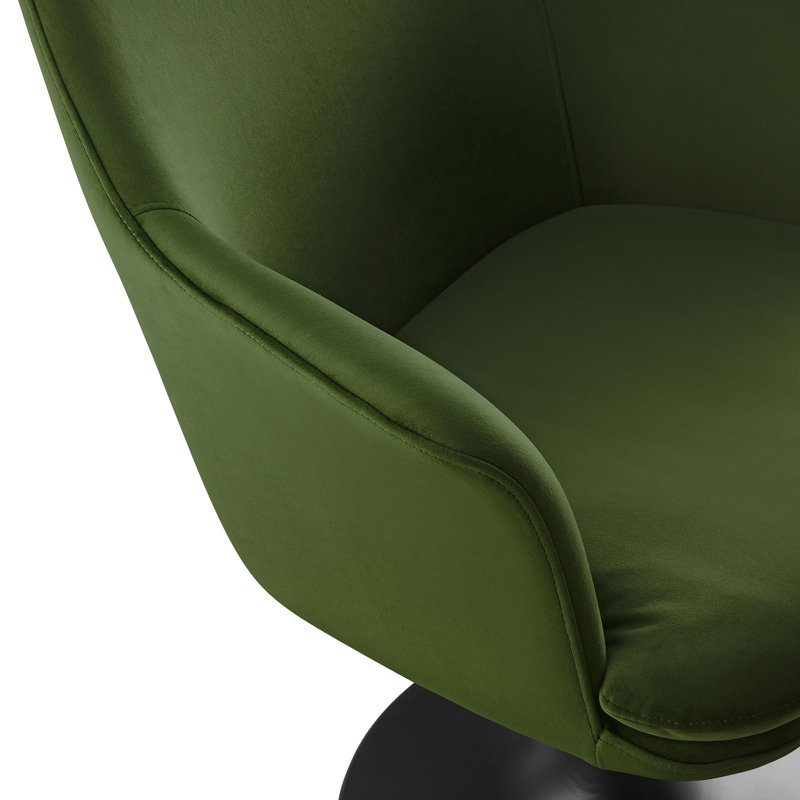 Fauteuil pivotant en velours Lippa Performance, Velours vert mousse, Noir, noir, noir, noir