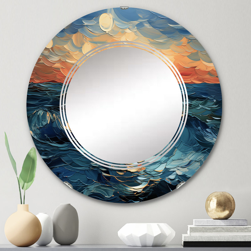 Mangue - Miroir mural moderne rond, 24 po x 24 po
