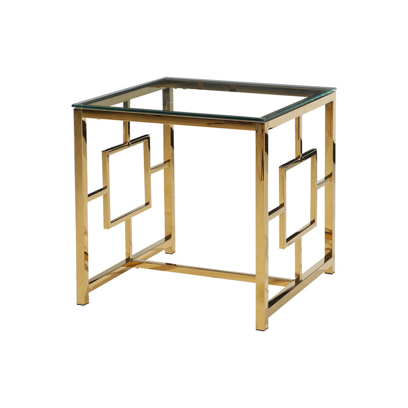 Wetherbee Glass Top End Table, Gold
