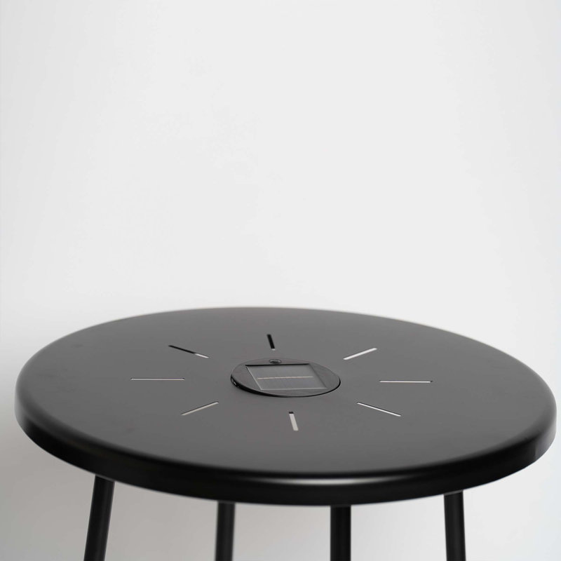 2-Pack Solar Powered Side Table with LED Light, Outdoor/Indoor Nesting Round End Table Set