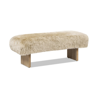 Leda 49" Sheepskin Fur Rectangular Accent Bench