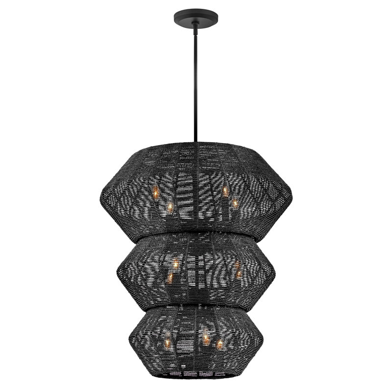 Luca Ten-Light Woven Three-Tier Chandelier by Lisa McDennon, Black