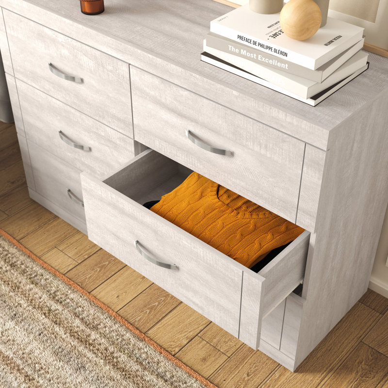 Avigail 6 Drawer 46.45'' W Double Dresser, Dusty Gray Oak
