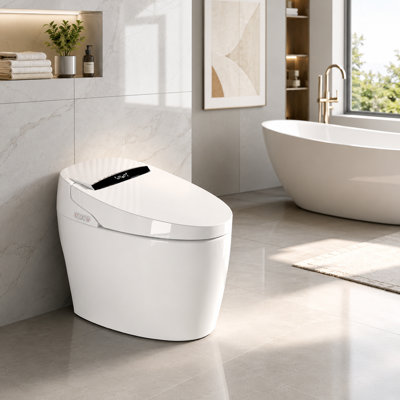 Toilette moderne intelligente avec fonction bidet, siège chauffant, lavage à l'eau chaude et chasse d'eau mains libres