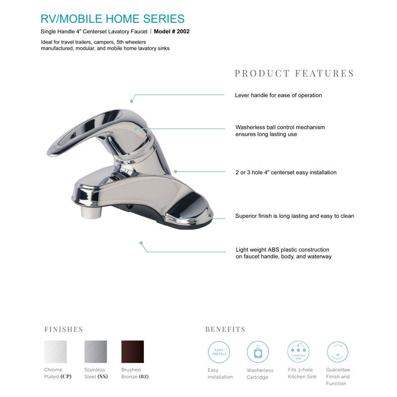 RV/Mobile Home Single-handle Bathroom Faucet, Brushed Nickel