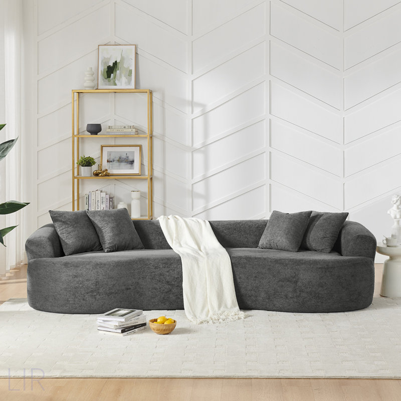 Canapé modulaire courbé 4 places Modern Cloud, design minimaliste, sans assemblage, tissu chenille doux, confort et style