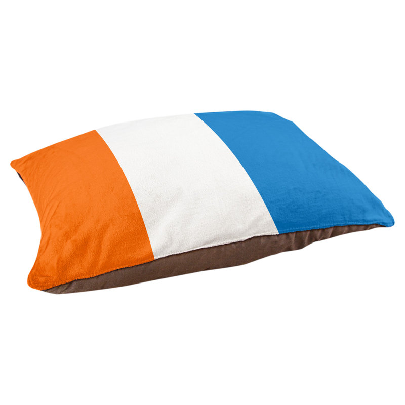 Coussin rectangulaire designer Miami, Grand (L 40 po x l 50 po), Rouge orangé / blanc / bleu