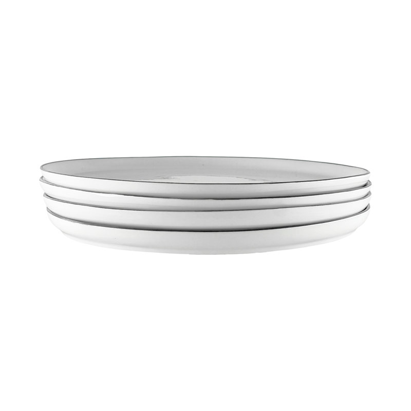 Assiette plate en porcelaine à jantes colorées Canvas Home Abbesses, Gris