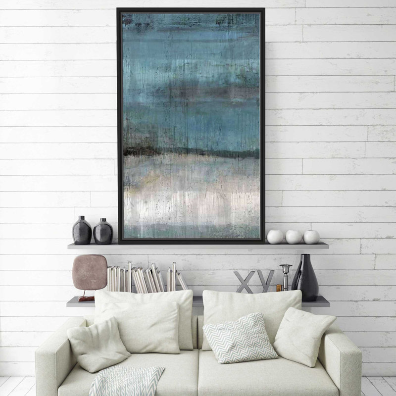 Étude en bleu clair par - Peinture, Cadre flottant noir, H 43,5 po x l 27,5 po x P 2 po