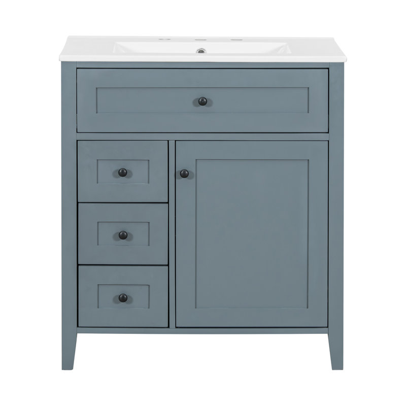 Meuble-lavabo 30 po avec lavabo bleu-gris, 30", Bleu