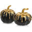Citrouille décor 2 pièces citrouille en résine noire et dorée fausses citrouilles pour la décoration de figurines citrouilles artificielles centre de table rustique décorations d'Halloween pour la maison