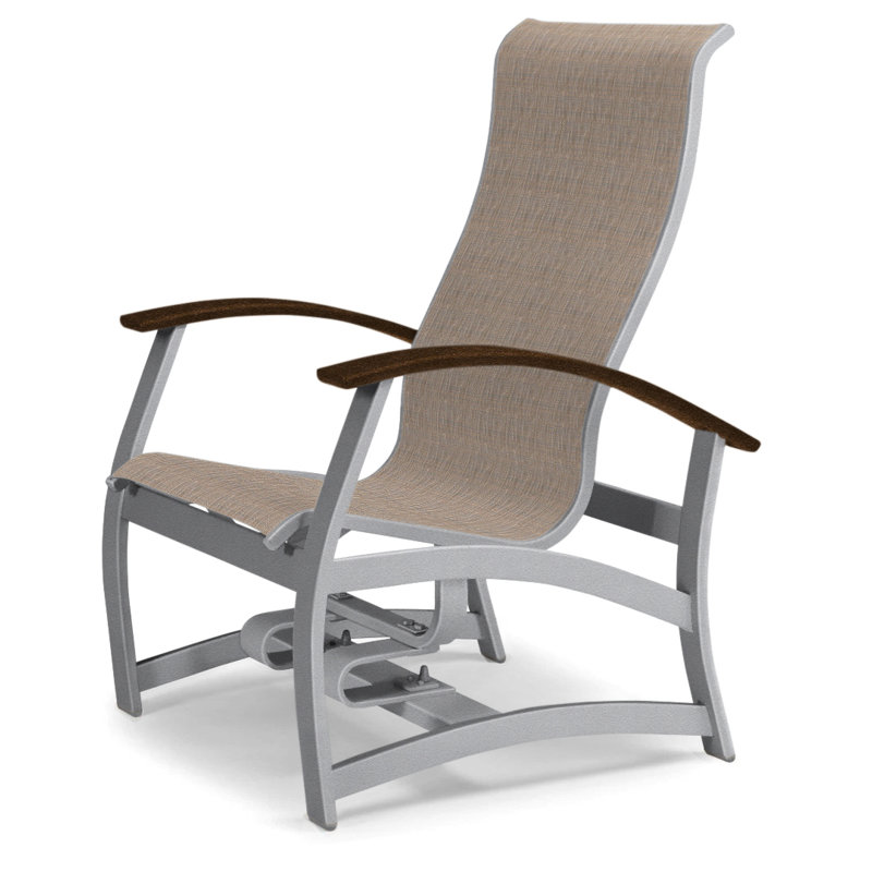 Askar Swivel Powder Coated Aluminum Outdoor Lounge Chair, Titanium Sunbrella®, Kona P10, Textured Beachwood