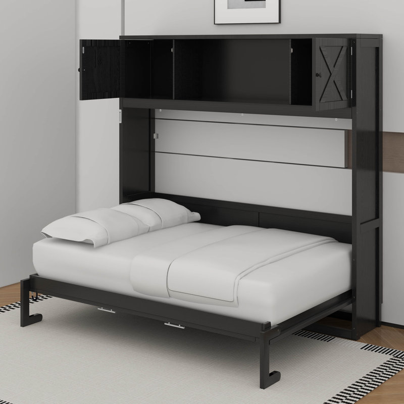 Lit escamotable double avec armoires de rangement