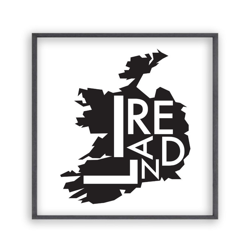 Ireland Map - Print, 30 cm H x 30 cm W x 2.5 cm D, Black Oak Frame