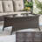 Outdoor Coffee Table with Tempered Glass Top, Wicker Patio Table, Ideal for Garden, Deck, and Yard-1383858190