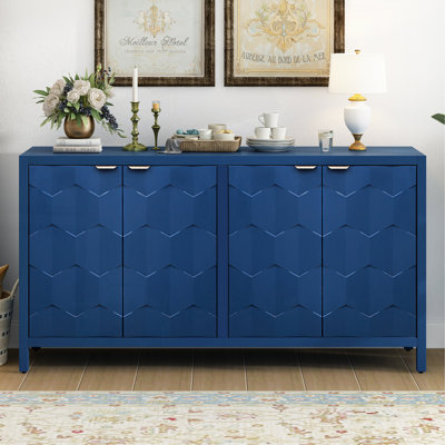 Luxurious Four-Door Sideboard with Honeycomb Patterned Doors, Offering Ample Storage for Study,Entrance and Living Room