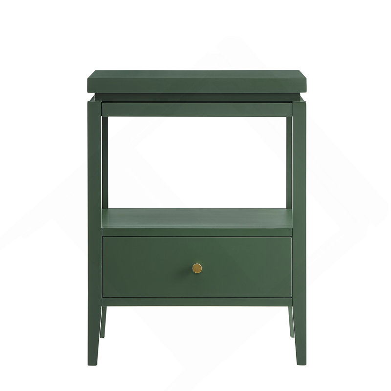 Table de chevet 1 tiroir Vintage Green, Vert antique