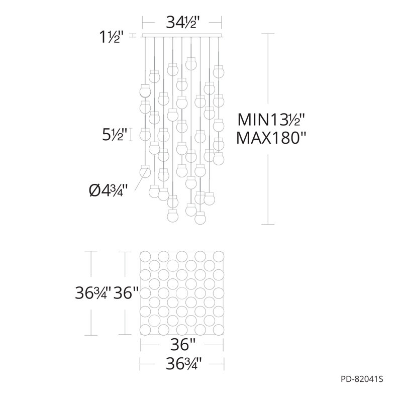 Double Bubble LED Pendant, Black, 5.5" H x 36.75" W x 36.75" D, 41
