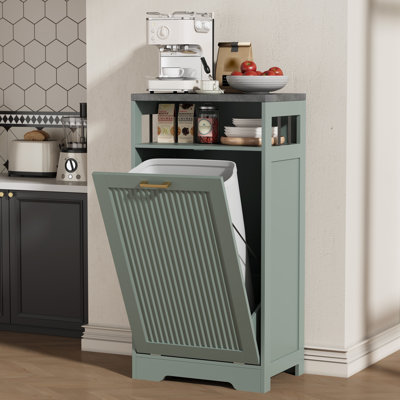 13-Gal Fluted Tilt-Out Trash Cabinet with Shelf