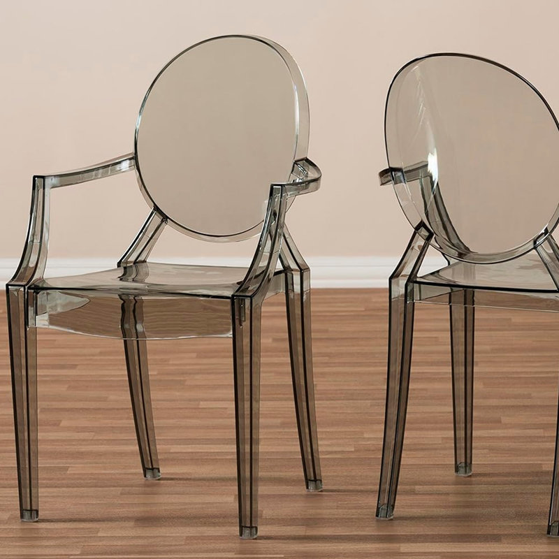  King Louis Back Stacking Side Chair, Smoke, 2