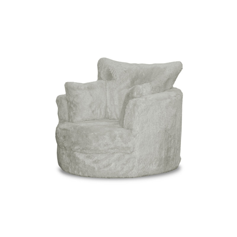 Upholstered Swivel Armchair, Light Grey