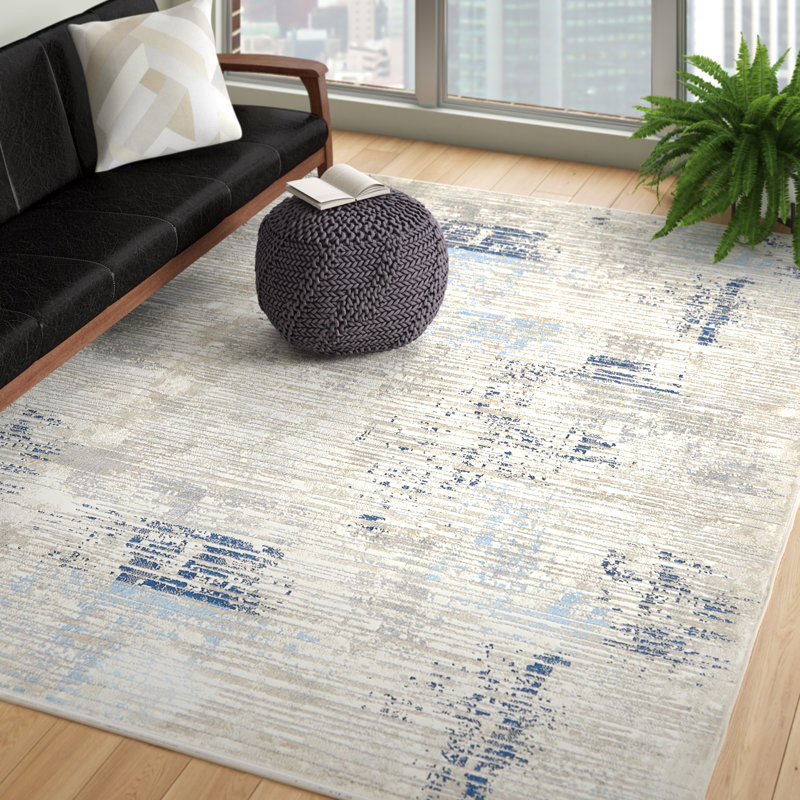 Tapis gris / bleu Tavernia, Rectangle 7 pi 10 po x 10 pi 2 po