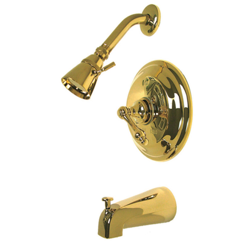 Kingston Brass Restoration Single-Handle Pressure Balanced Tub and Shower Faucet, Polished Brass