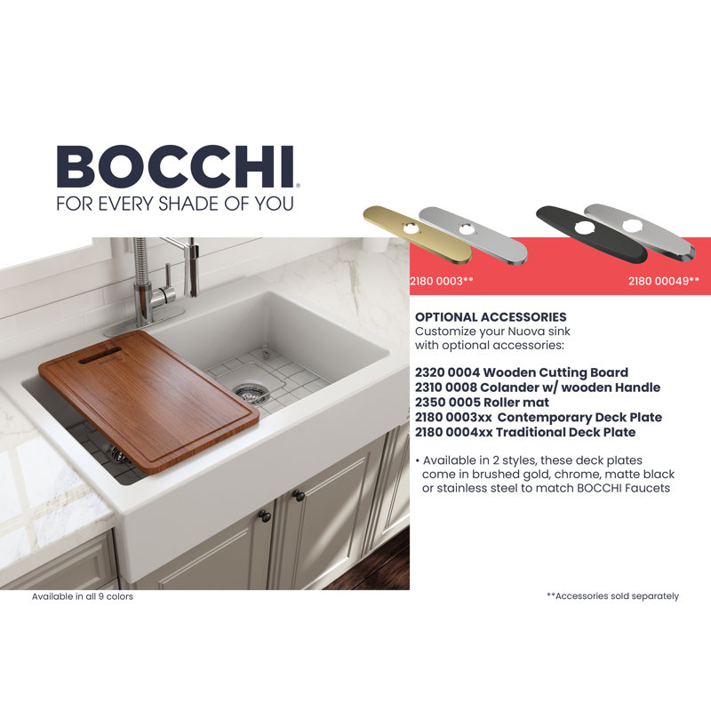 Nuova 34'' L Double Basin Kitchen Sink, White