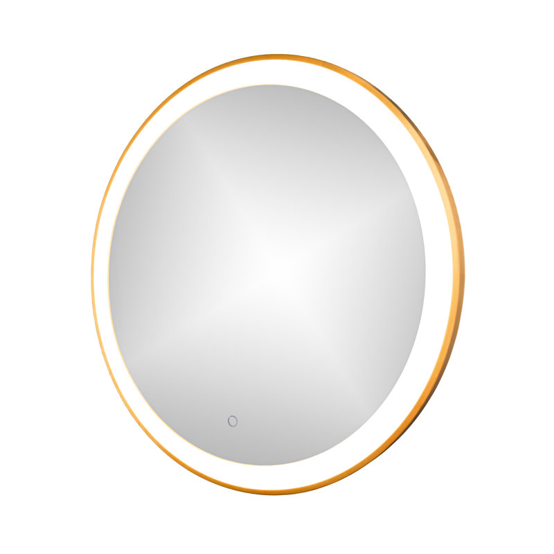 Jeng Metal Round Wall Mirror, 30" x 30", Brushed Gold