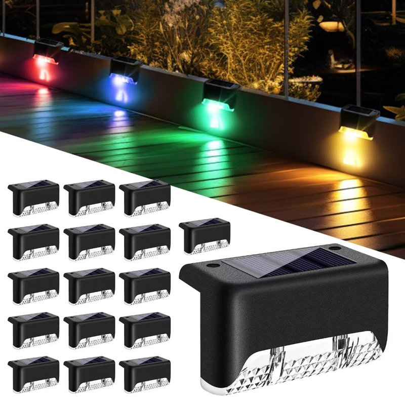 Éclairage de marche extérieur à énergie solaire intégré pour éclairage de terrasse, Multicolore