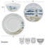 Seaside 12-Piece Lightweight Chip-Resistant Bone China Dinnerware Set, Service for 4