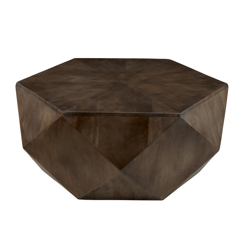Brown Solid Wood Hexagonal Cocktail_Coffee Table