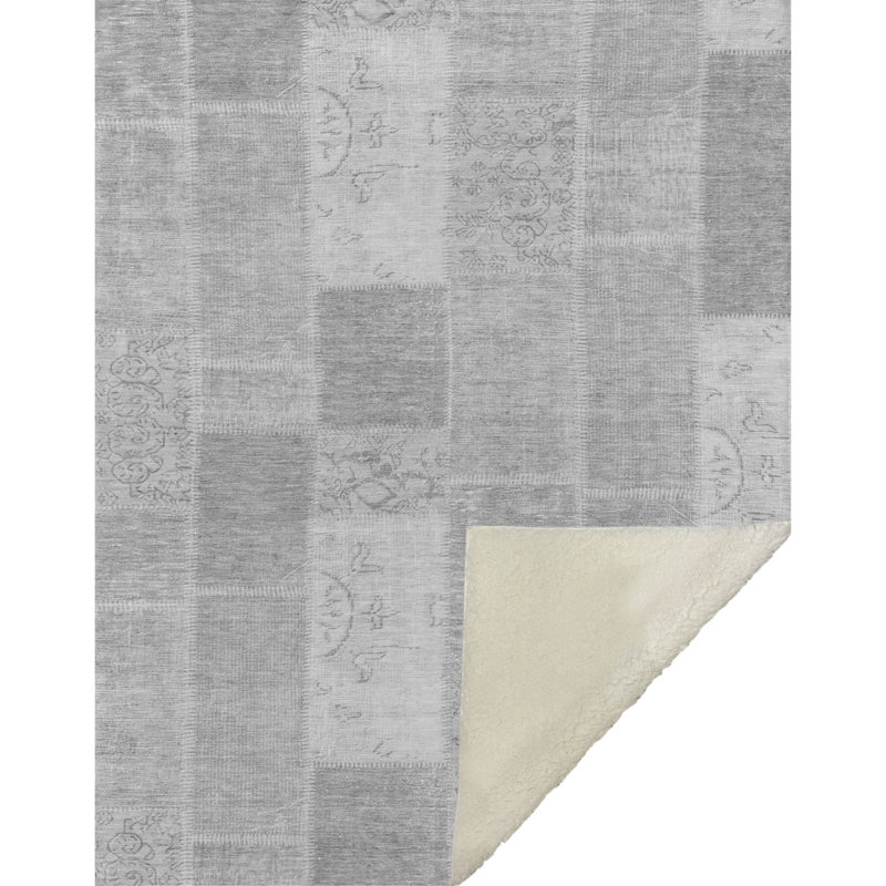 Jeté patchwork Addison Sherpa ASB631, Argent argent