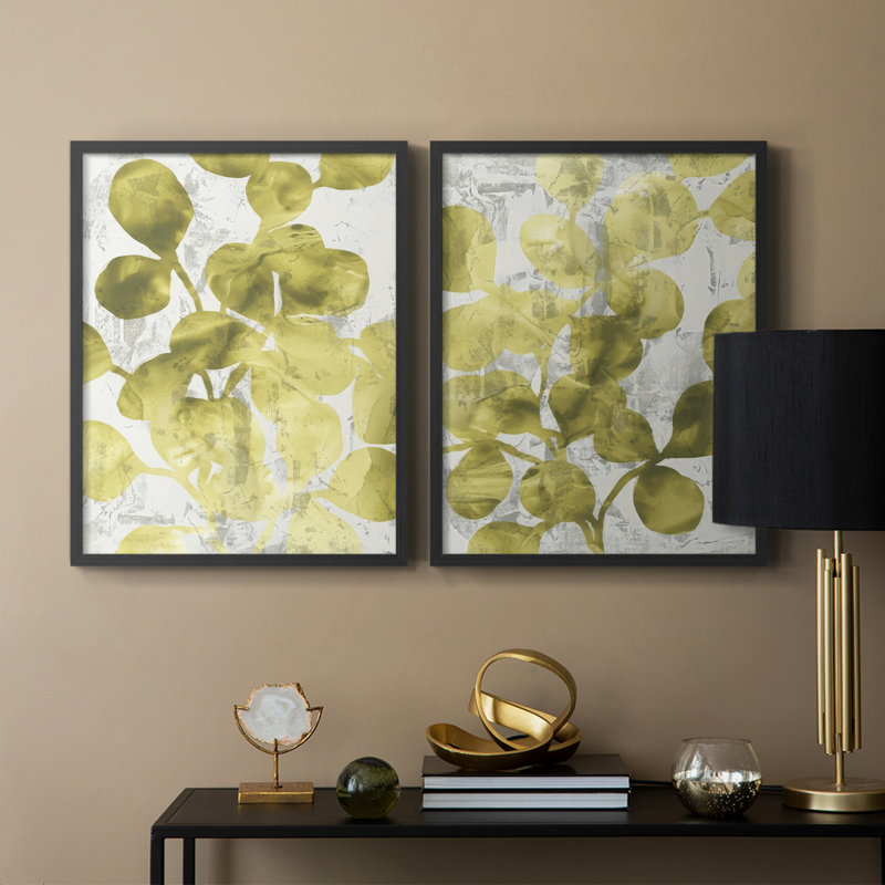 «Green Leaf Shimmer I», reproduction encadrée de qualité supérieure - prête à être accrochée - aucun clou requis - aucun clou requis