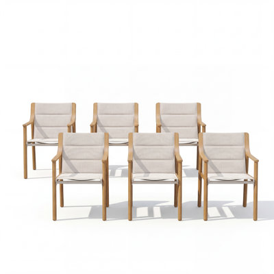 Chaise de salle à manger d'extérieur en aluminium avec siège et dossier rembourrés Huitt, finition teck