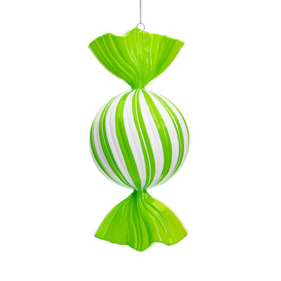 13" High-Gloss Round Swirl Candy Ornament.