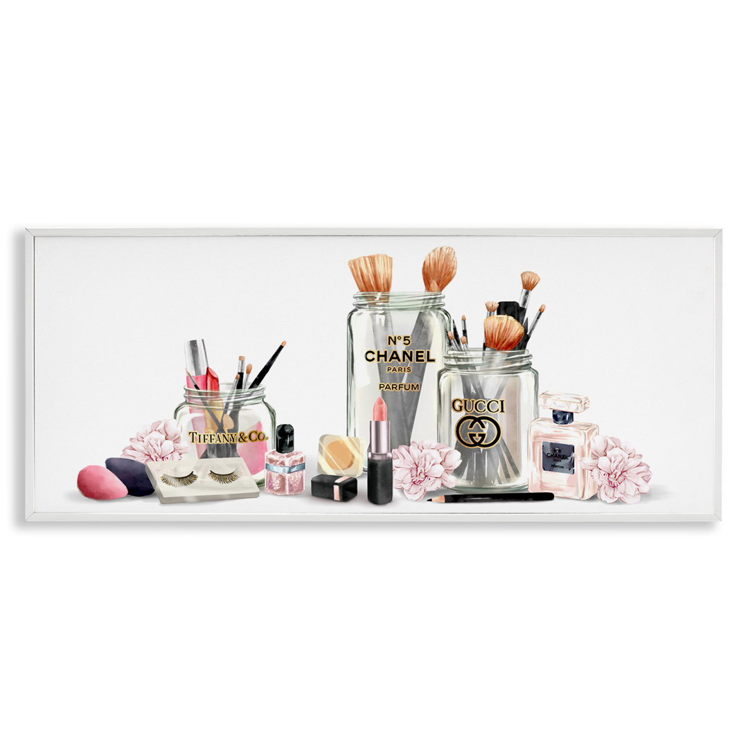 Floral Cosmetic Collection Modern Glam Fashion Still Life by Ziwei Li - Graphic Art Stupell Industries Frame 