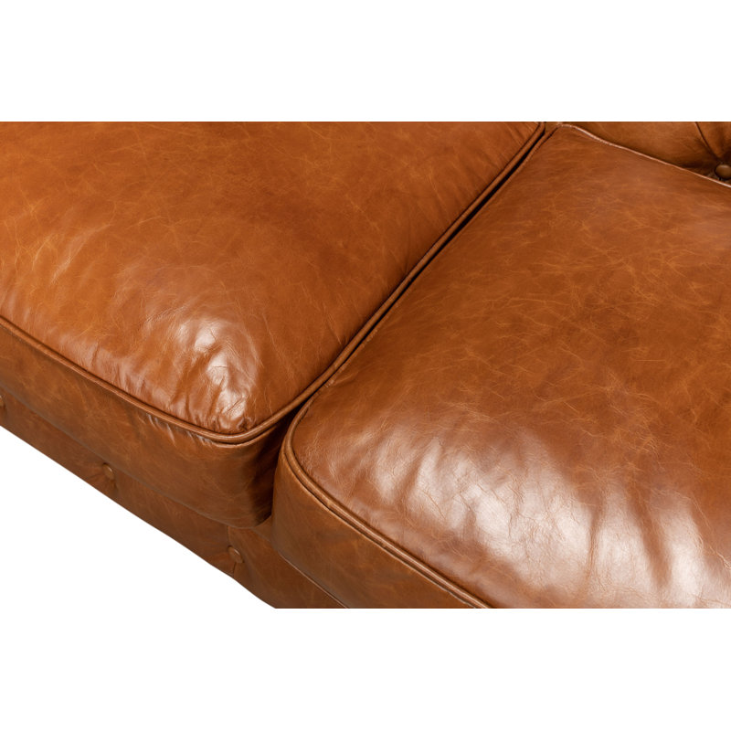 Carola Leather Sofa, Cuba Brown Genuine Leather