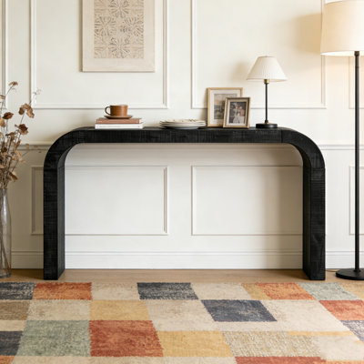 52" Wood Console Table with Curved Edge