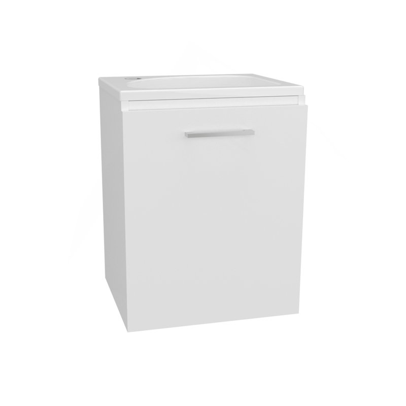 Meuble-lavabo de salle de bain avec lavabo, 1 porte, Blanc