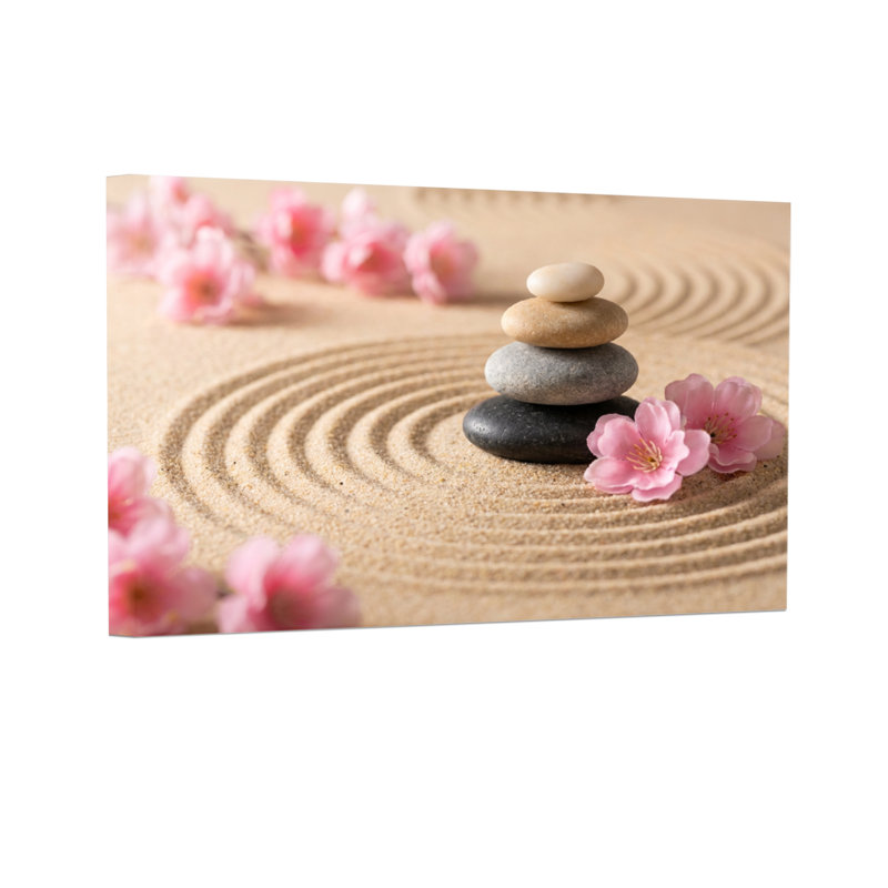 Fashion Calm Sand Sand Flowers Garden Zen Peaceful Harmony, H 16 po x l 24 po